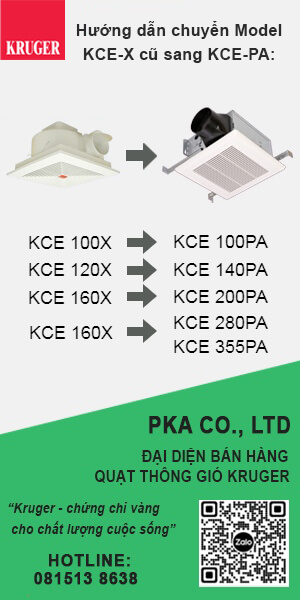 Banner thay thế quạt Kruger KCE X chuyển sang model KCE PA 2