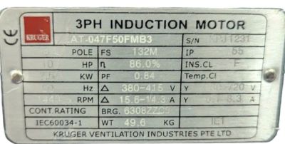 Motor quạt thông gió công suất 7.5kW